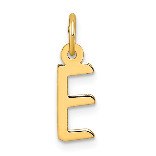 14K Yellow Gold Small Slanted Block Letter E Initial Charm