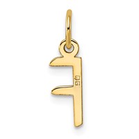 14K Yellow Gold Small Slanted Block Letter F Initial Charm view 3