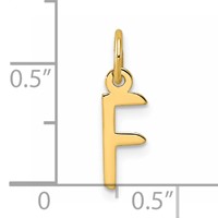 14K Yellow Gold Small Slanted Block Letter F Initial Charm view 4