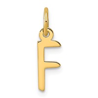 14K Yellow Gold Small Slanted Block Letter F Initial Charm view 1