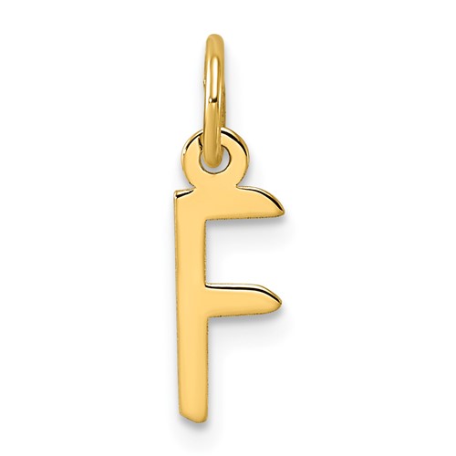 14K Yellow Gold Small Slanted Block Letter F Initial Charm
