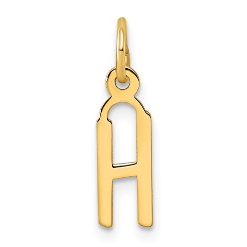 14K Yellow Gold Small Slanted Block Letter H Initial Charm