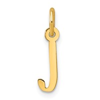 14K Yellow Gold Small Slanted Block Letter J Initial Charm view 1