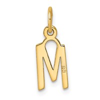 14K Yellow Gold Small Slanted Block Letter M Initial Charm view 3