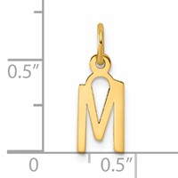 14K Yellow Gold Small Slanted Block Letter M Initial Charm view 4