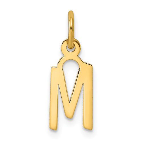 14K Yellow Gold Small Slanted Block Letter M Initial Charm