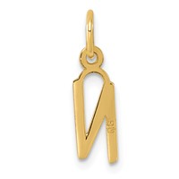 14K Yellow Gold Small Slanted Block Letter N Initial Charm view 3