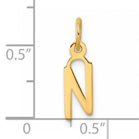 14K Yellow Gold Small Slanted Block Letter N Initial Charm view 4