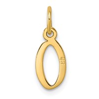 14K Yellow Gold Small Slanted Block Letter O Initial Charm view 3