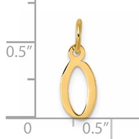 14K Yellow Gold Small Slanted Block Letter O Initial Charm view 4