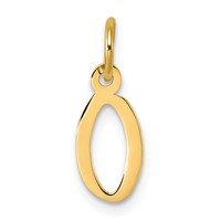 14K Yellow Gold Small Slanted Block Letter O Initial Charm view 1