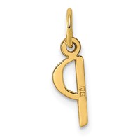 14K Yellow Gold Small Slanted Block Letter P Initial Charm view 3