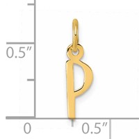 14K Yellow Gold Small Slanted Block Letter P Initial Charm view 4