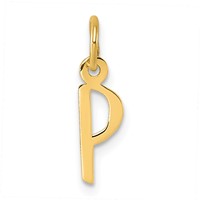 14K Yellow Gold Small Slanted Block Letter P Initial Charm view 1
