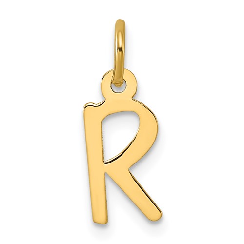 14K Yellow Gold Small Slanted Block Letter R Initial Charm