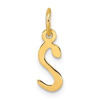 14K Small Slanted Block Letter S Initial Charm view 1