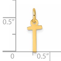 14K Yellow Gold Small Slanted Block Letter T Initial Charm view 4