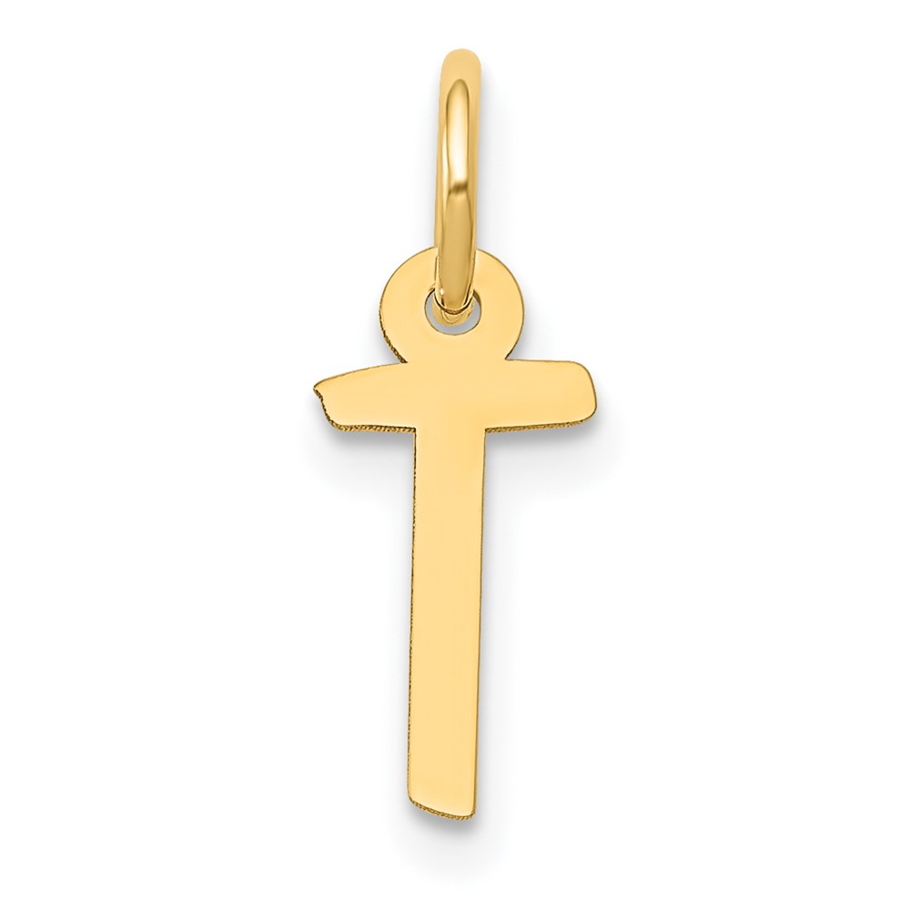 14k Small Slanted Block Letter T Initial Charm