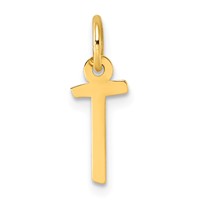 14K Yellow Gold Small Slanted Block Letter T Initial Charm view 1