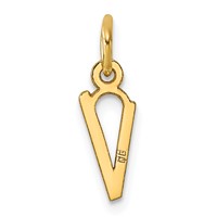 14K Yellow Gold Small Slanted Block Letter V Initial Charm view 3