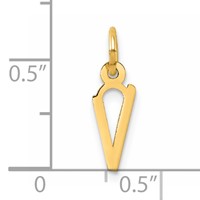 14K Yellow Gold Small Slanted Block Letter V Initial Charm view 4