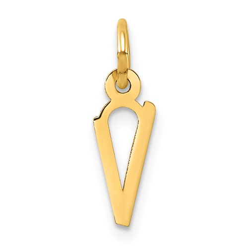 14K Yellow Gold Small Slanted Block Letter V Initial Charm