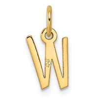 14K Yellow Gold Small Slanted Block Letter W Initial Charm view 3