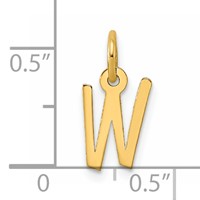 14K Yellow Gold Small Slanted Block Letter W Initial Charm view 4