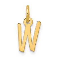 14K Yellow Gold Small Slanted Block Letter W Initial Charm view 1