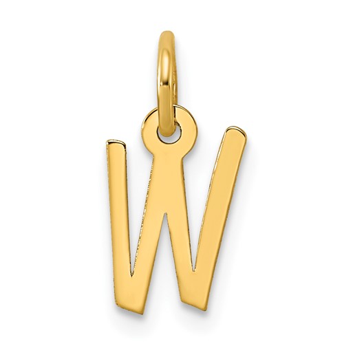 14K Yellow Gold Small Slanted Block Letter W Initial Charm