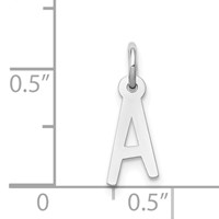 14K White Gold Small Slanted Block Letter a Initial Charm view 4