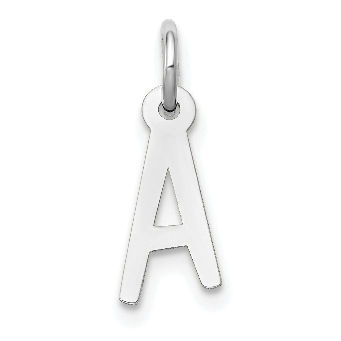 14k White Gold Small Slanted Block Letter A Initial Charm (YC645A)