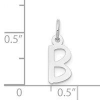 14K White Gold Small Slanted Block Letter B Initial Charm view 4