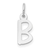 14K White Gold Small Slanted Block Letter B Initial Charm view 1