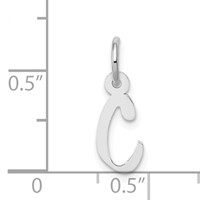 14K White Gold Small Slanted Block Letter C Initial Charm view 3