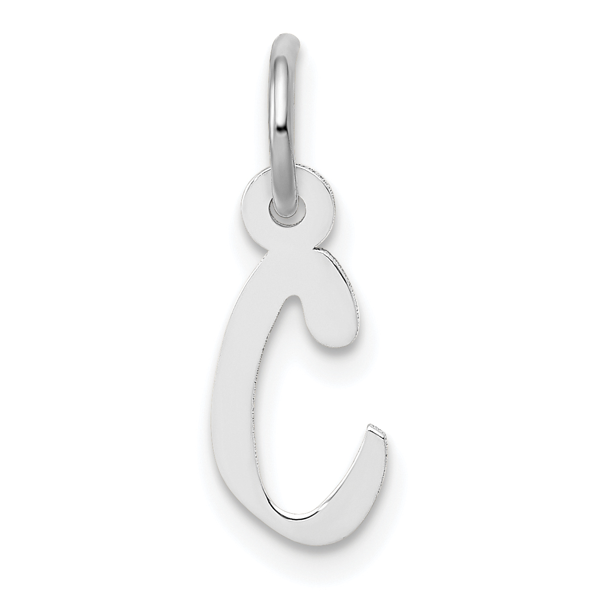 14k White Gold Small Slanted Block Letter C Initial Charm (YC645C)