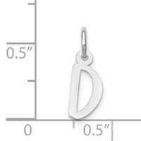 14K White Gold Small Slanted Block Letter D Initial Charm view 4