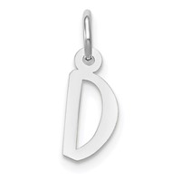 14K White Gold Small Slanted Block Letter D Initial Charm view 1