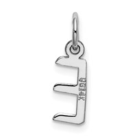 14K White Gold Small Slanted Block Letter E Initial Charm view 3