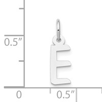 14K White Gold Small Slanted Block Letter E Initial Charm view 4