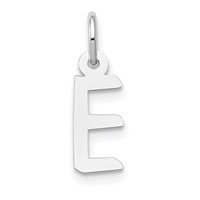 14K White Gold Small Slanted Block Letter E Initial Charm view 1