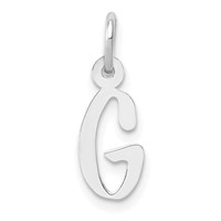 14K White Gold Small Slanted Block Letter G Initial Charm view 1