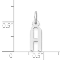 14K White Gold Small Slanted Block Letter H Initial Charm view 4