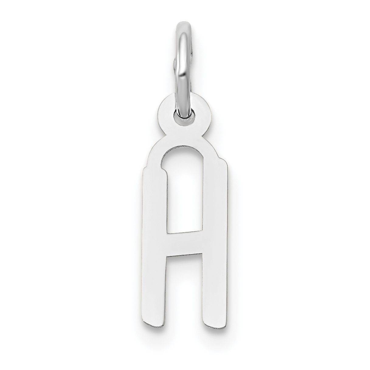 14K White Gold Small Slanted Block Letter H Initial Charm (YC645H)