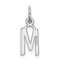 14K White Gold Small Slanted Block Letter M Initial Charm view 3