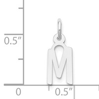14K White Gold Small Slanted Block Letter M Initial Charm view 4