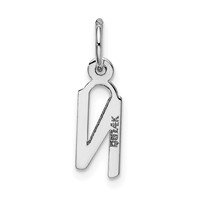 14K White Gold Small Slanted Block Letter N Initial Charm view 3