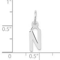 14K White Gold Small Slanted Block Letter N Initial Charm view 4