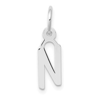 14K White Gold Small Slanted Block Letter N Initial Charm view 1