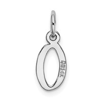 14K White Gold Small Slanted Block Letter O Initial Charm view 3